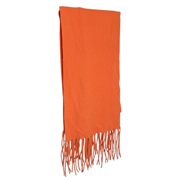 Cashmere Classics 100% Cashmere Scarf with Fringe Ends 11.5” x 73” Orange - Picture 3 of 6